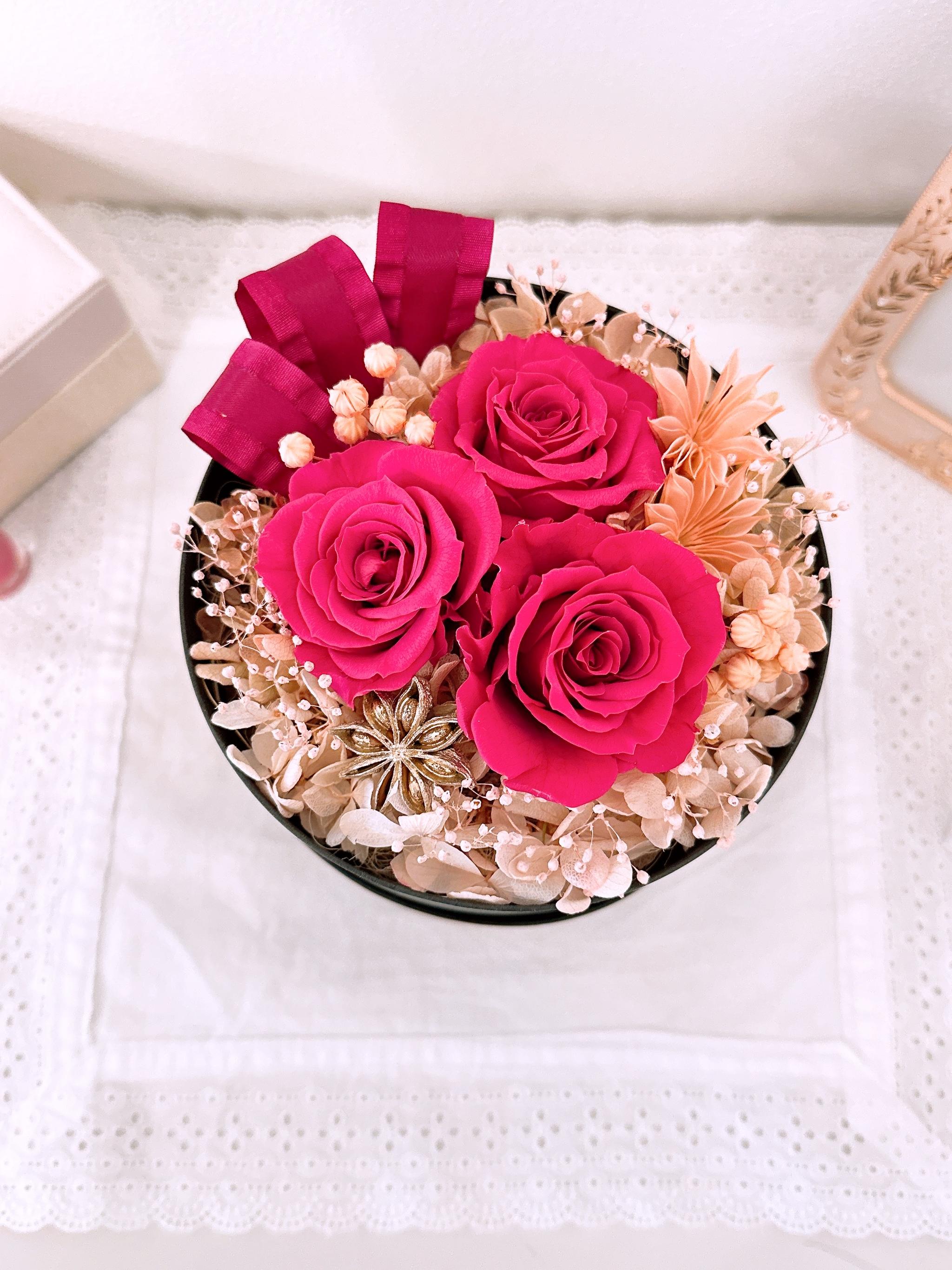 BOXアレンジ】ローズのフラワーボックス くすみピンク ルビー 母の日2026 ギフト 誕生日 記念日 結婚祝い | 10枚目